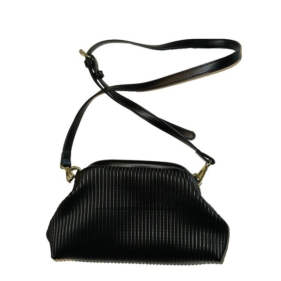 Anthropologie Handbags - Anthropologie Classic Faux Leather Black Clutch Handbag/Adj Straps/ Chain Straps